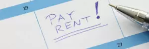 calendar with pay rent written on date
