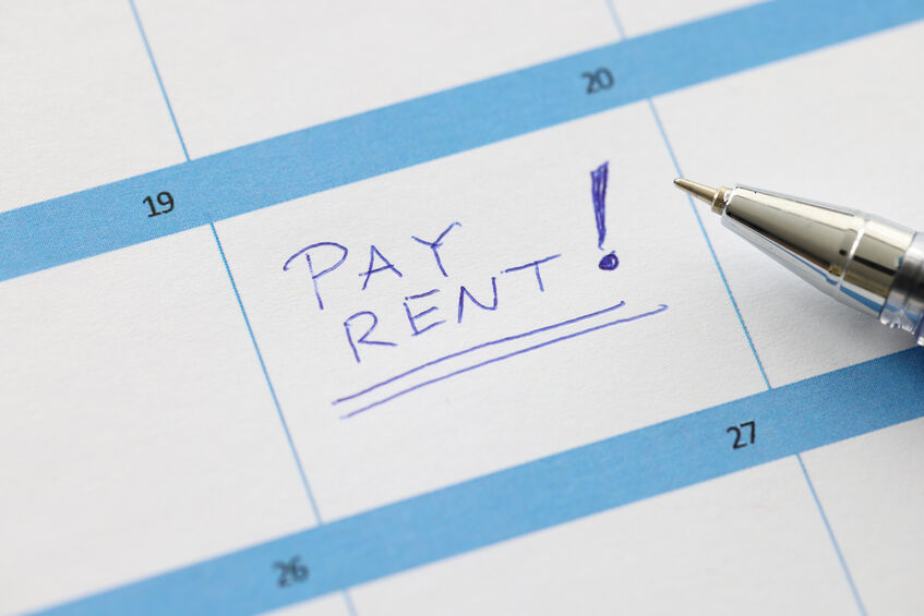 calendar with pay rent written on date