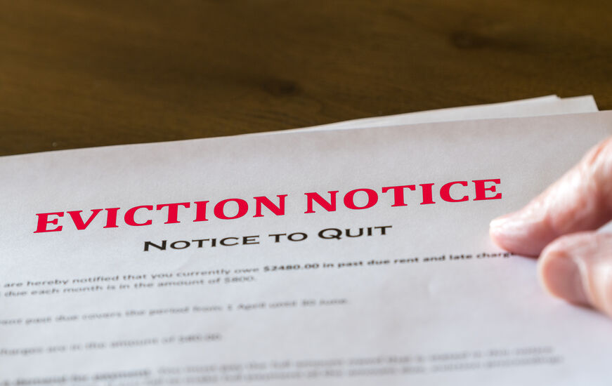 Official legal eviction order or notice to renter or tenant of home
