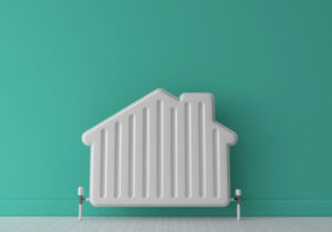 heating radiator in shape of a home